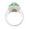 Vintage 7.29 Carat Jadeite Jade "A" Ring with Round Cut Diamond Halo & 18K Milgrain Finish