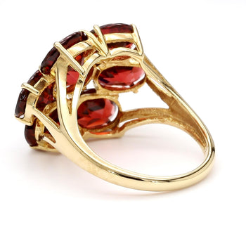 Vintage 7.8 Carat Red Garnet 14K Gold 7 Stone Cluster Cocktail Ring – Assay Jewelers