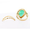 Vintage 9 Carat Pear Cut Zambian Emerald & Diamond Halo Ring Jacket in 18K Gold