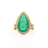 Vintage 9 Carat Pear Cut Zambian Emerald & Diamond Halo Ring Jacket in 18K Gold