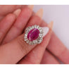 Vintage AGL Certified 6.95 Carat No Heat Burma Ruby & Diamond Cocktail Ring