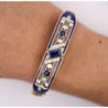 Vintage Art Deco Estate Blue Sapphire, Diamond & Enamel Bangle Bracelet