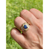 Vintage Blue Sapphire and Baguette Cut Diamond Cocktail 14k Gold Ring