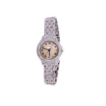 Montre Cartier Anciens de 28 mm à cadran rond Ballon en or blanc 18k avec diamants – Assay Jewelers