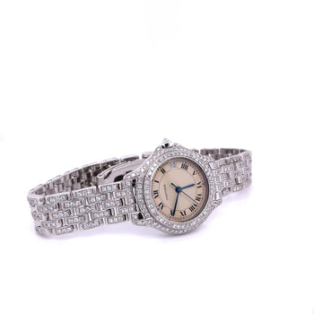 Montre Ballon Cartier Anciens 28 mm à cadran rond en or blanc 18k avec diamants – Assay Jewelers