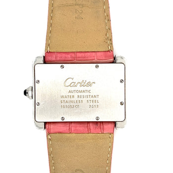Montre-bracelet Anciens Cartier Divan 2612 pour femme avec bracelet en cuir rose – Assay Jewelers