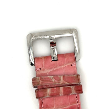 Montre-bracelet Anciens Cartier Divan 2612 pour femme avec bracelet en cuir rose – Assay Jewelers