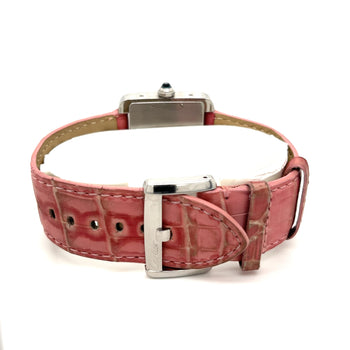 Anciens montre-bracelet Cartier Divan 2612 pour femme avec bracelet en cuir rose – Assay Jewelers