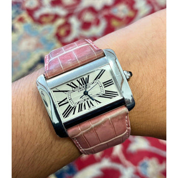 Montre-bracelet Cartier Divan Anciens 2612 pour femme avec bracelet en cuir rose – Assay Jewelers