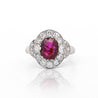 Vintage GIA Cert. 2.3 Carat No Heat Burma Ruby & Diamond in Platinum Ring