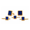 Vintage Lapis Lazuli Textured 18K Gold Cufflinks & Shirt Stud Set