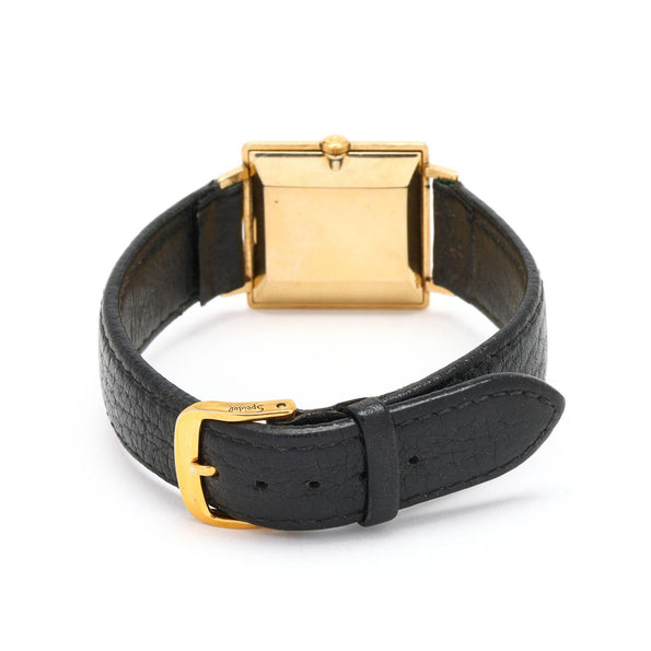 Vintage Omega N6607 18K Gold Square Manual Black Dial Florentine Watch