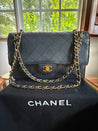 Vintage Rare Original Chanel Medium Classic Flap – Navy Blue Caviar Leather