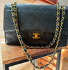 Vintage Rare Original Chanel Medium Classic Flap – Navy Blue Caviar Leather