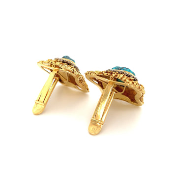Vintage Raw Turquoise and Diamond Ring and Earring Set in 18k Gold – Assay Jewelers