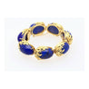 Vintage Retro Era 2.50 CTTW Blue Lapis Lazuli Bracelet in Floral 18K Yellow Gold