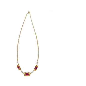 Vintage Retro Era 6.22 Carat Star-Ruby & Diamond Necklace with 14K Gold Carved Detailing – Assay Jewelers