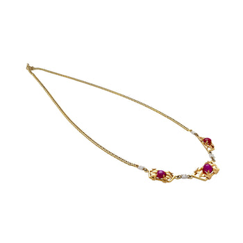 Vintage Retro Era 6.22 Carat Star-Ruby & Diamond Necklace with 14K Gold Carved Detailing – Assay Jewelers