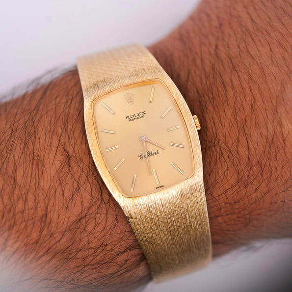 Vintage Rolex Cellini 3807 Champagne Dial 18K Gold Manual Watch