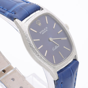Vintage Rolex Cellini Geneve 23mm 18K White Gold Blue Dial Ladies Manual Watch – Assay Jewelers