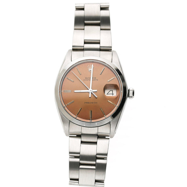 Vintage Rolex Oysterdate Precision 6694 Champagne Brown Dial 34mm Watch