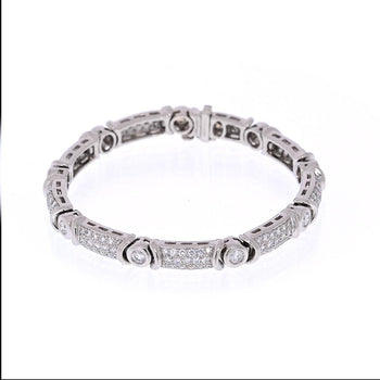 Vintage Suna Signed 7 carat Natural Diamond and Platinum Bracelet, 7 inches, 6mm – Assay Jewelers