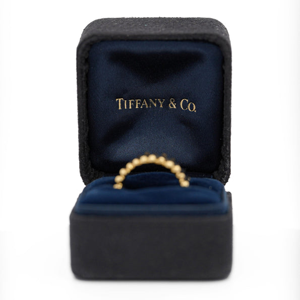 Vintage Tiffany & Co. Ribbed 18K Gold Ring & Earring Jewelry Set