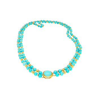 Vintage Turquoise and 14k Gold Bead & Pendant Necklace – Assay Jewelers