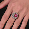 3.04 Carat Star Ruby No-Heat Burma & Diamond 18K Gold Sunburst Ring