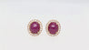 57.95 Carat Cabochon Cut Deep Pink Ruby & Diamond Halo Earrings & Necklace Set