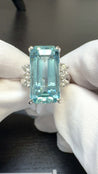 GIA Certified 16.70 Carat Aquamarine and Diamond Vintage Cocktail Ring