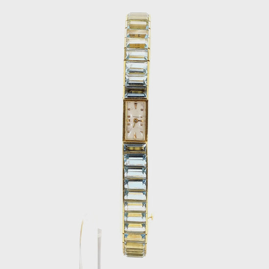 Vintage Blancpain Rayville Gold Ladies Watch On Aquamarine Bracelet