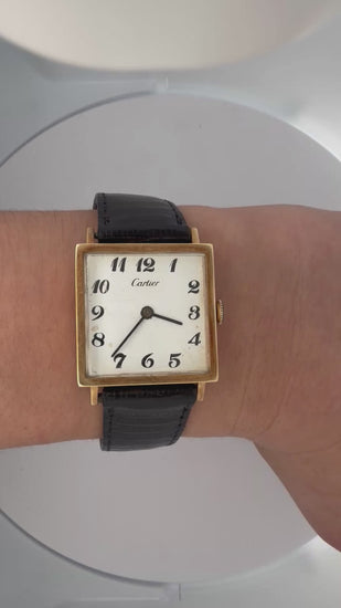 Vintage Cartier 14k Gold Manual Wind 25mm Square Case Watch