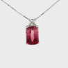 GIA Certified 18.61 Carat Pink Tourmaline & Floral Diamond Pendant Necklace