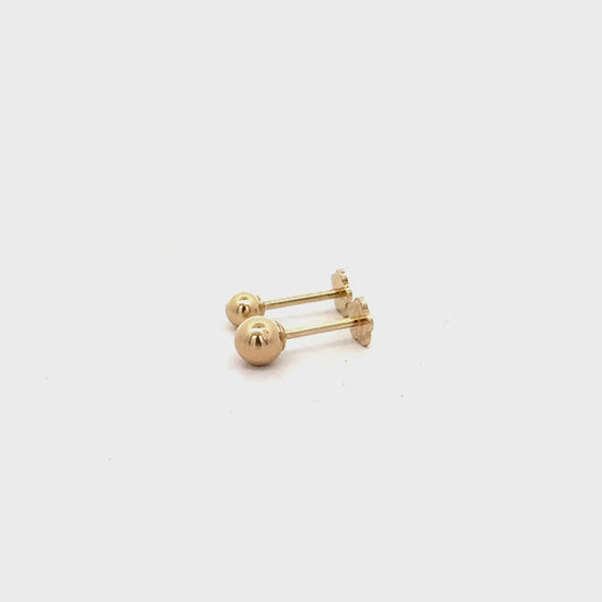 Reversible 3mm 14K Yellow Gold Ball Stud & Clover Screw Back Single Stud Earring