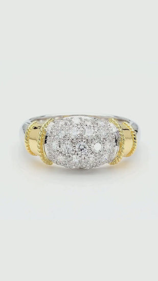 Diamond Platinum & 18K Gold Two Tone Pave Band Ring