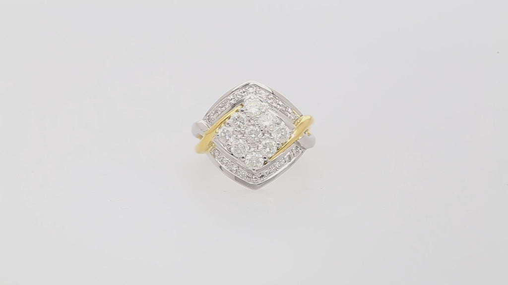 1.2 Carat Round-Cut Diamond Two-Tone Retro Cluster Ring