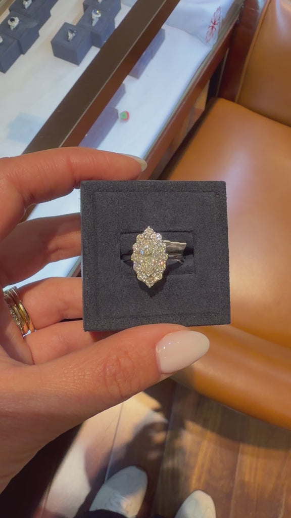 GIA Certified 1.55 Carat G/VS1 Marquise Diamond Halo 18K Engagement Ring