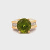 8.17 Carat Round Cut Peridot & Diamond 18K Gold Statement Ring