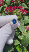 1.66 Carat Oval Blue Sapphire and Diamond Platinum Dainty Ring