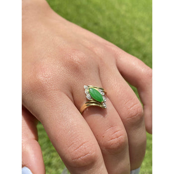 Ring من الياديت بقطع ماركيز مع Diamonds طبيعية من ذهب أصفر خالص عيار 18k – Assay Jewelers