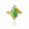 Marquise cut Jadeite Jade Ring with Natural Diamonds in 18k Solid yellow Gold